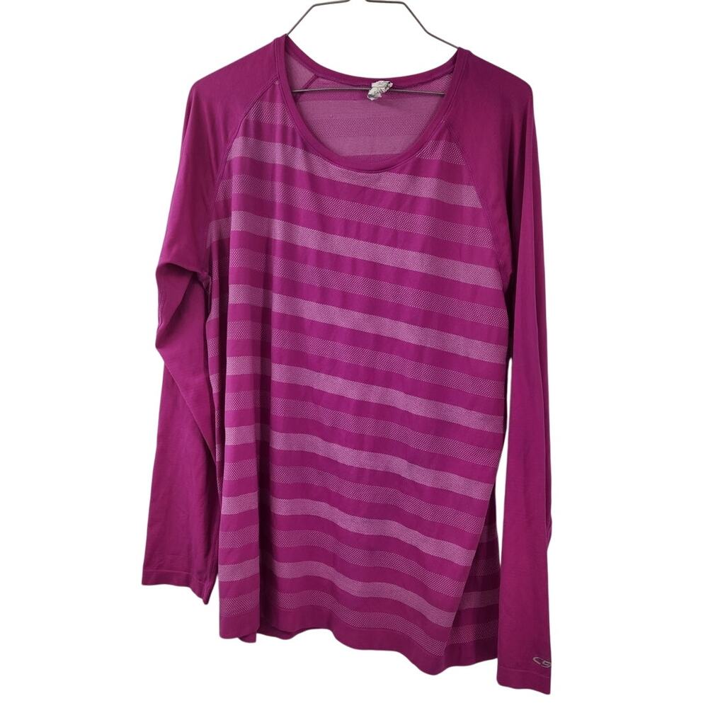 CHAMPION Long Sleeve Striped Workout Athletic Top Womens Size XXL